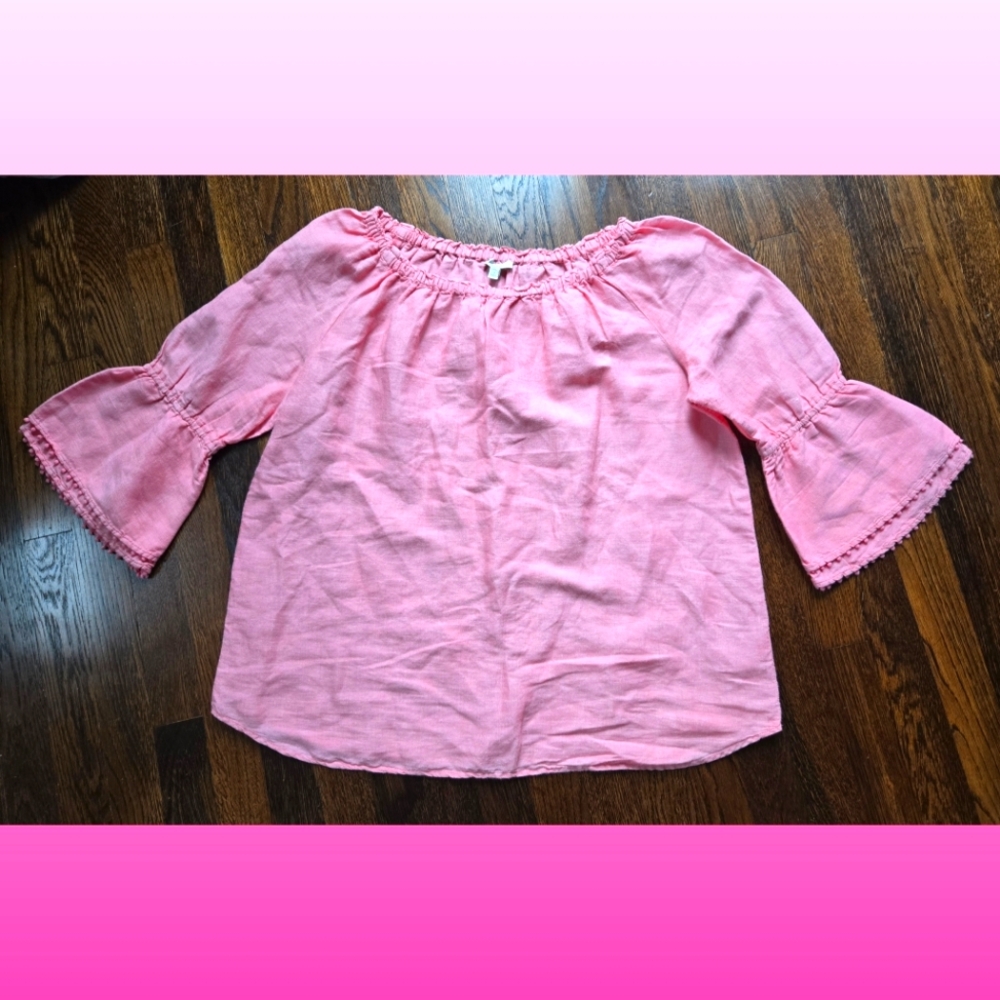 Talbots Rosy Bell Sleeve Blouse